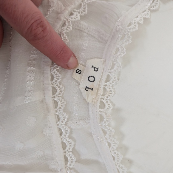 Free With Purchase - Pol White Eyelet Blouse Sheer Lace Wide Sleeve - Picture 7 of 8